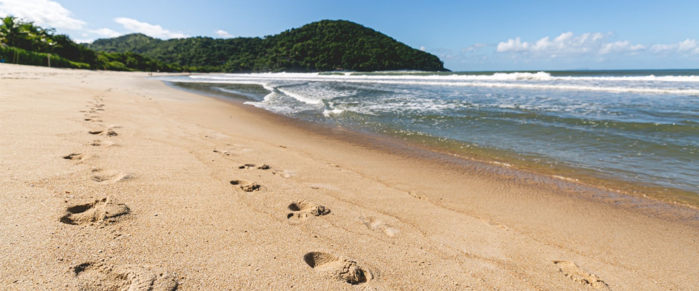 Landscape shot of footprints on a beach